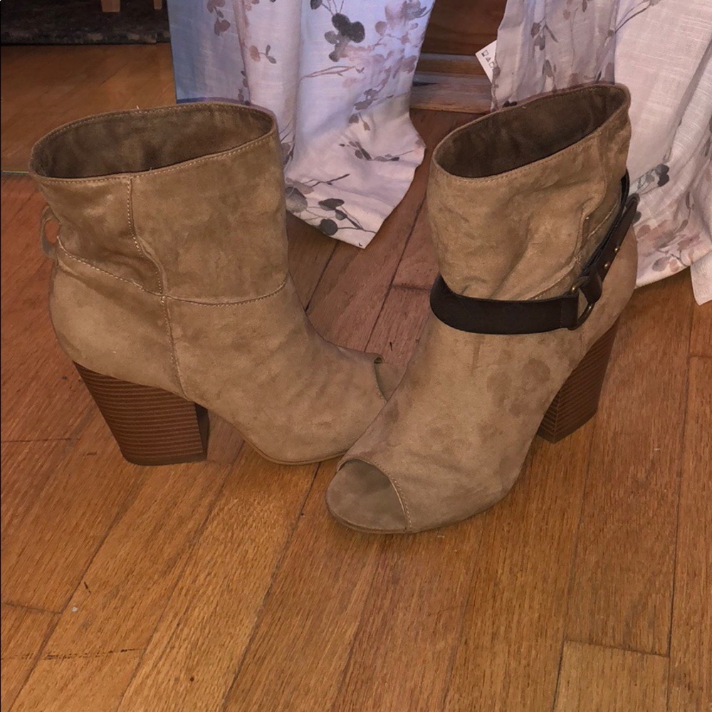 MIA Suede peep toe heels